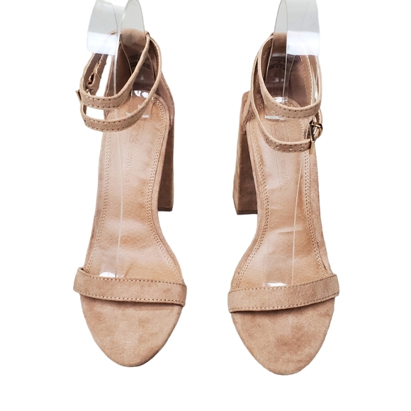 ASOS Womens Nude Faux Suede Ankle Strap Block Heel Sandals Size 4 - Picture 4 of 13